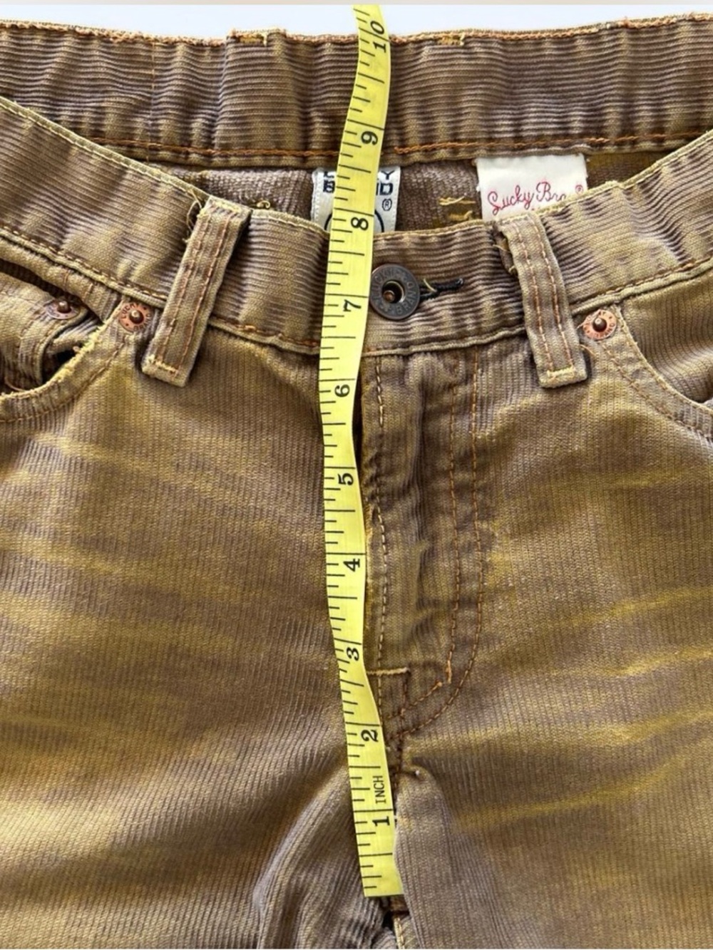 Lucky Brand Brown Corduroy Pants Flare Vintage Wash Size 26” - Picture 6 of 8
